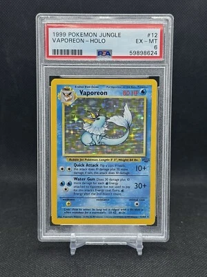 PSA 6 VAPOREON 12/64 Jungle Holo Foil Pokémon Card Game 1999 - Image 1 of 2