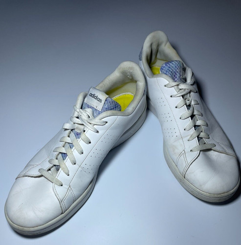 Scarpe Adidas Advantage taglia UK 12 scarpe da ginnastica uomo tennis base campo bianco blu