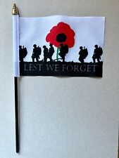 LEST WE FORGET SMALL HAND WAVING FLAG 6"X4" flags BRITISH ARMY
