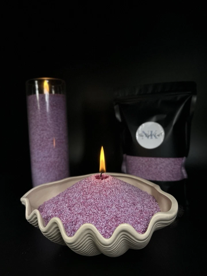 Candle Sand Candle Lavender Candle Sand Palm Wax Granulated Sand 1 Lb+ 5 Wick - Image 1 of 4