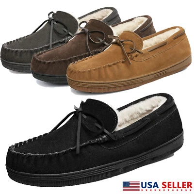 Mocasines para hombre de EE. UU. Zapatillas Zapatos de casa difusos Mocasines de vellón para interiores Talla 6,5-15 Foto 1 de 4