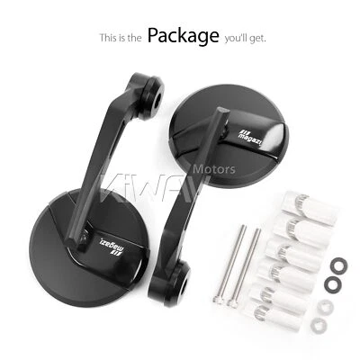 Par de espejos retrovisores de extremo de barra Missie redondos negros para Indian Scout 2015-2024 barras huecas Foto 1 de 4