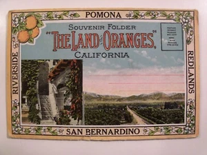 LAND OF ORANGES CALIFORNIA LINEN SOUVENIR POSTCARD FOLDER 1930s PRE-LINEN #034 - Picture 1 of 10