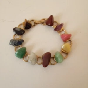 Genuine Gemstone Gold Tone 11 Genuine Stones Bracelet 7" New - Imagen 1 de 18