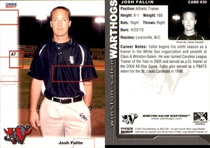 Josh Fallin 2007 Choice Winston-Salem Warthogs #11 Card *AutographDen*