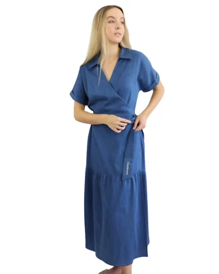 Claybourn Women's Tencel Denim Wrap Dress Midi Length – Lightweight & Australian - image 1 of 4
