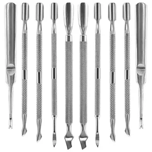10 Pcs Professional Double Ended Cuticle Pusher Cutter Remover Manicure Tool - Picture 1 of 7