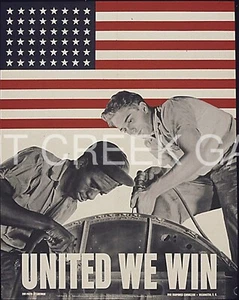 WWII Poster, "United We Win" Art Print on 11x14" 22721 - Picture 1 of 1