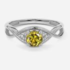 585er Weißgold 0,40Kt 100% Natürlich Gelbliches Braun Weib Diamant Damen Ring