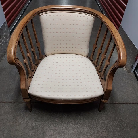 1960’s Mid-Century Modern curved back Chair original fabric walnut wood/pillows Cover