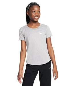 Kids' Nike Dri-FIT Scoop Essential T-Shirt Medium Tumbled Grey/Flt Silver/Htr... - Picture 1 of 1