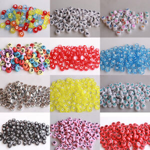 Wholesale!100-500pcs Mixed Alphabet/Letter Acrylic circular Beads 4x7mm