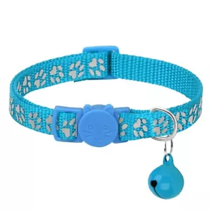 Patas seguras con estampado de patas gato/perro con hebilla de seguridad y cuello de campana, azul verdoso - Imagen 1 de 8