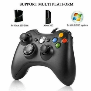 Controlador de juego con cable USB Microsoft Xbox 360 en caja negra para PC Windows 7-11 XP - Imagen 1 de 6