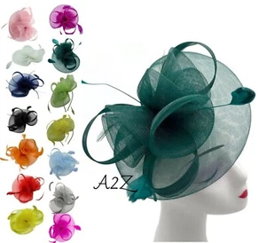 Womens Flower Feather Fascinator Headband Hair Hat Wedding Race Royal Ascot Prom - Picture 1 of 33