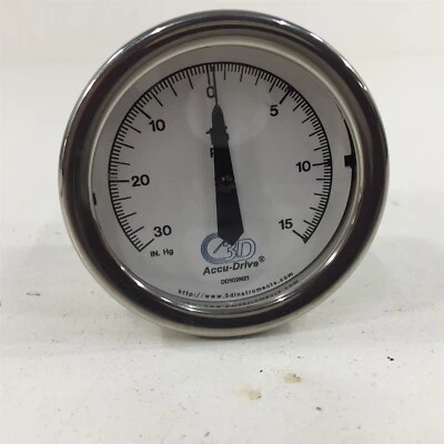 3D Instruments 25102-21B65 GAD Test Gauge 30"-0-15PSI 2.5" - Image 1 of 4