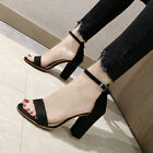 Womens Fashion Open Toe Ankle Straps Slingback Lady Block High Heel Sandal Shoes