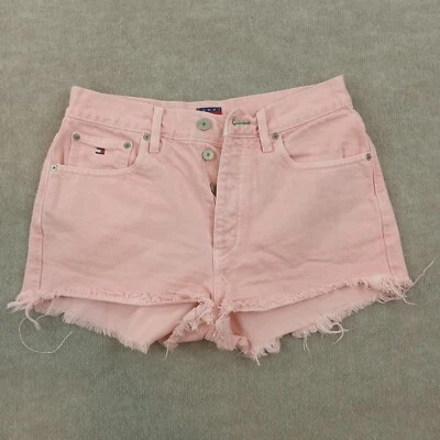 Pantalones Cortos de Jean Tommy Hilfiger para Mujer 28 Rosa Corte Deshilachado Botón Mosca Margarita Duques Foto 1 de 4