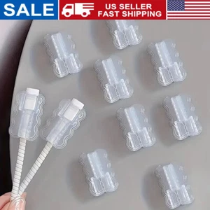 10x Transparent Data Cable Protector Cable Winder Anti-Breakage Cord Saver Wire - Picture 1 of 6