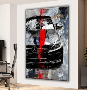 AUTO MERCEDES LEINWAND BILD WAGEN ABSTRAKT CANVAS DEKO WANDBILDER KUNSTDRUCK ART - Bild 1 von 4