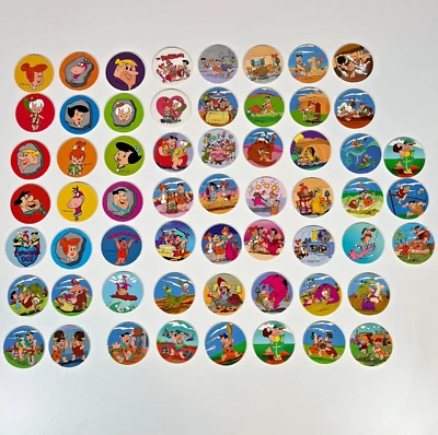 Hanna-Barbera Flintstones POGs Lot of 59 Milk Caps Vintage 1990s - No Duplicates - Image 1 of 4