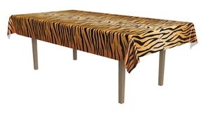 CUBIERTA DE MESA DE FIESTA CON ESTAMPADO DE TIGRE ZOOLÓGICO SAFARI DECORACIÓN SELVA 54" X 108" - Imagen 1 de 1