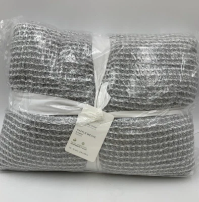 Pottery Barn Waffle Weave Woven Cotton Blanket King Cal King Gray #Z1134 - Image 1 of 3