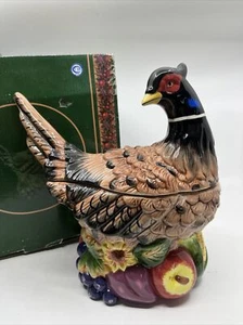 Vintage Cracker Barrel Covered Ceramic Dish Harvest Pheasant Tureen Bowl & Lid - Picture 1 of 11