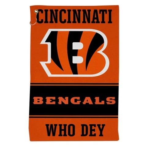 CINCINNATI BENGALS ALL PURPOSE GOLF TAILGATE TOWEL 16"X25" HOOK AND GROMMET Cover