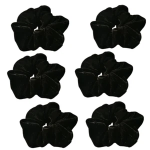6 Pcs Black Color Large Size Velvet Scrunchies for Women Hair Elastic Bands - Picture 1 of 12