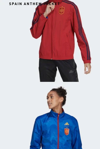 $100 Women Small Adidas Spain Anthem Soccer Reversible Blue/Red Jacket HE8904 Cover