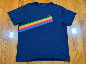 Apple Rainbow Logo T-Shirt Blau XL Cupertino HQ ONLY Extra Large MAC Classic Tee - Bild 1 von 24