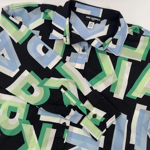 Karl Lagerfeld Paris Hemd mit Buchstaben-Print und Knopfleiste, Damen Medium - Bild 1 von 7
