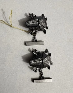 Lanvin Paris Art Deco Pewter Beatle Cufflinks Alber Elbaz Vintage UNWORN - Picture 1 of 4
