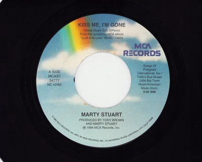 Marty Stuart - Country MCA 45 RPM - Kiss Me I'm Gone / Visits The Moon VG+ - Image 1 of 2