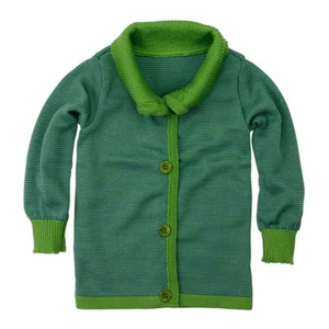 Kinder Strickjacke mit Kragen 100% Merino grün Gr 98/104 Disana Knöpfen - Bild 1 von 1
