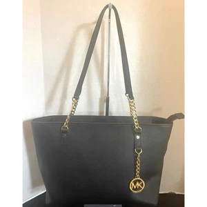 Michael Kors Large Chain Over The Shoulder Handbag Top Zip Black Excellent Cond - Picture 1 of 12