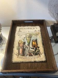 HENDRICKS GIN & TONIC Shabby chic serving tray -wooden &metal for cocktails 2025 - Picture 1 of 16