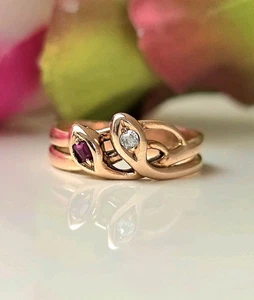 Antiker Schlangenring Diamant Rubin Gold 585 Antik 14k Jugendstil Art Nouveau... - Bild 1 von 1