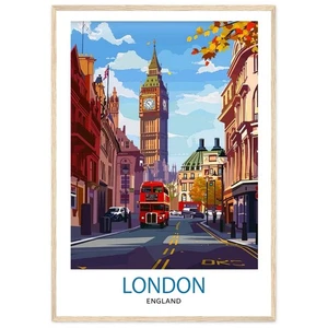 Impresión de viaje de Londres Arte de pared de Londres Decoración del hogar Ilustración de Londres - Imagen 1 de 7