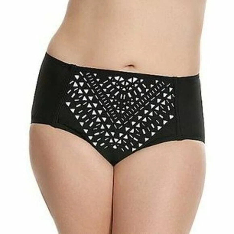 NUEVO Fondo de Natación Cacique by Lane Bryant Corte Láser Negro Blanco Geométrico Talla 26 Foto 1 de 4