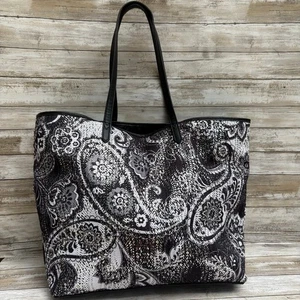 Vera Bradley Sequins Tote Bag Purse Black White Paisley Floral Large Bling - Picture 1 of 12