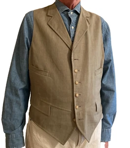 Rare Mens PRL Linen Lapel Waistcoat - Picture 1 of 6