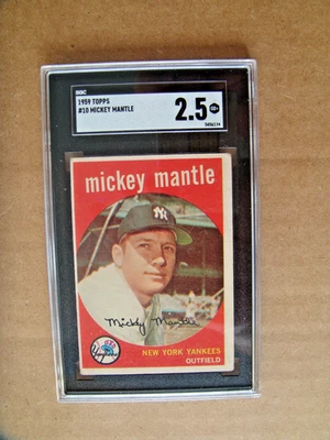 Mickey Mantle 1959 Topps béisbol graduado SGC 2,5 #10 de colección Foto 1 de 2