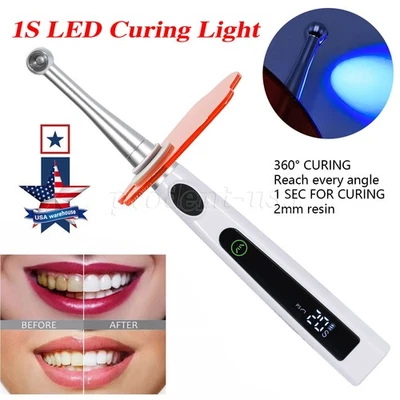 Lámpara de curado de luz dental inalámbrica 4 modos cabeza de metal LED 1S luz de curado dental po Foto 1 de 4