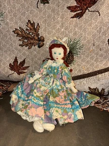Vintage 1940er Edith Flack Ackley Puppe hausgemacht Nachkrieg Baumwolle Druck  - Bild 1 von 11