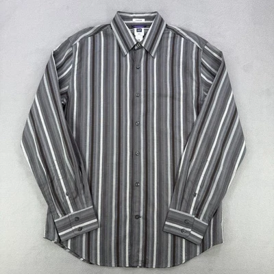 Gap Shirt Mens Medium Gray Brown Striped Premium Long Sleeve Button Up NWT - Image 1 of 4