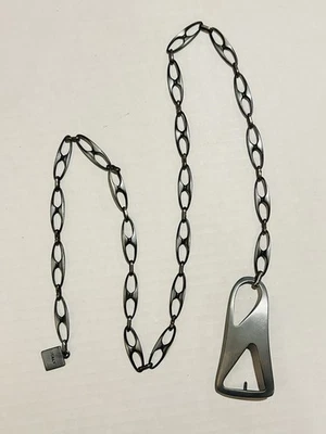 Chico's Brushed Nickel Silver Industrial Chic Chain Statement Belt 40" Long - Image 1 of 4