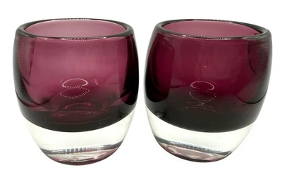 Crate and Barrel Diva Glass Votive Candle Holder Amethyst Poland - Image 1 of 4