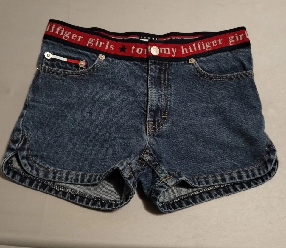Pantalones Cortos Vaqueros Tommy Hilfiger Niñas Grandes DE COLECCIÓN Talla 8 NOMBRE DELETREAR CINTURA Foto 1 de 3